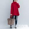 Spring Korean Version of The Turtleneck Thin Velvet Shirt Asymmetrical Hem Loose Sweater