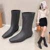 2025 Winter New Knitted Women's Boots Loose Sleeve Slope Heel Straight Tube Mid Sleeve Boots Fashion Western Knight Boots