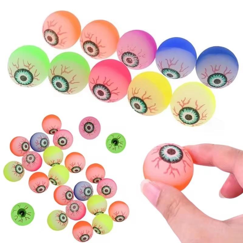 6/12 Pcs Assorted Exploding Eyes Bouncy Balls Halloween Themed Colorful Elasticity Rubber Jumping Toys for Prom Gifts