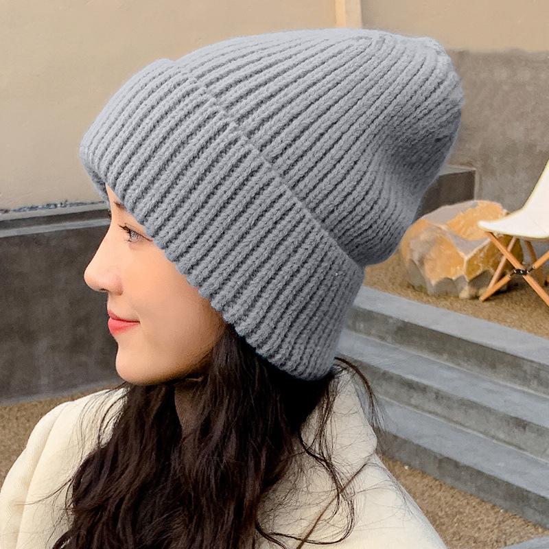 Korean Style Women's Winter Wool Hat: Thick, Warm, Casual Knitted Design for Autumn & Winter