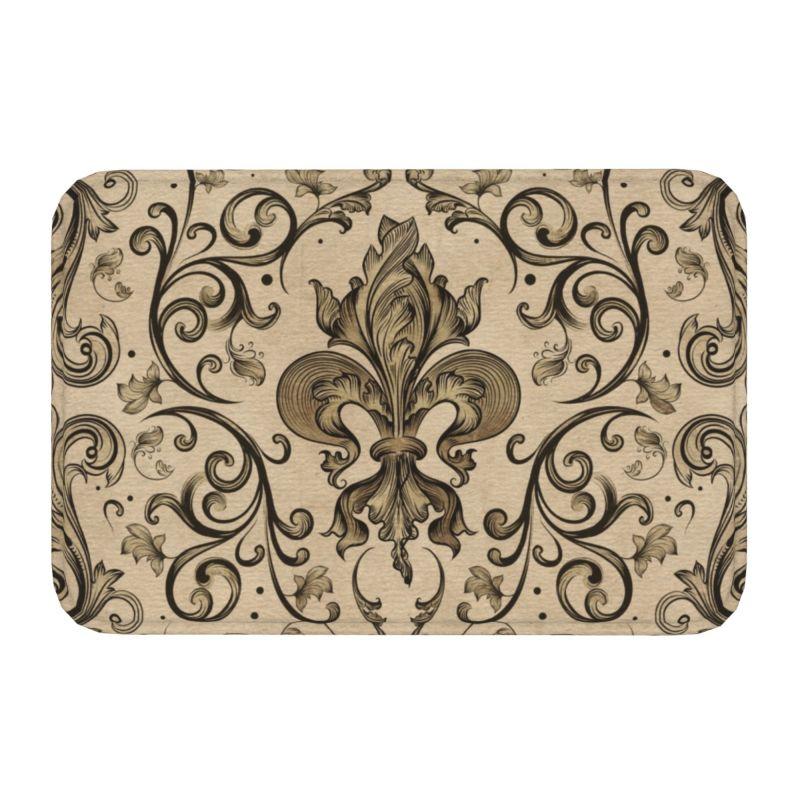 Chic Fleur De Lis Front Door Floor Entrance Mats Outdoor Fleur-de-lis Lily Flower Kitchen Bathroom Doormat Garage Carpet Rug