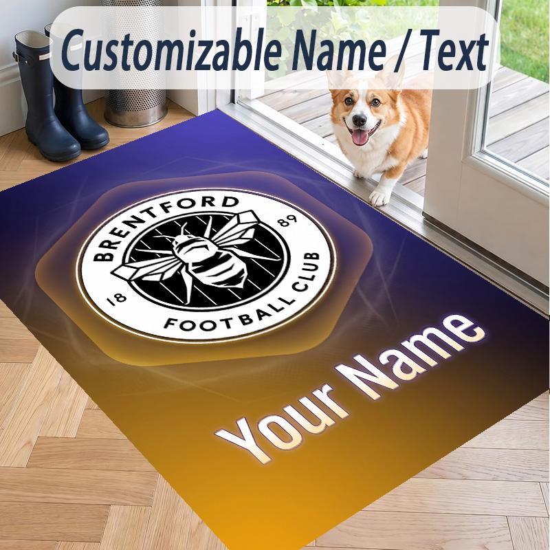 Custom Text Printed Rug Brentford Football Non Slip Floor Carpet For Home Room Decor