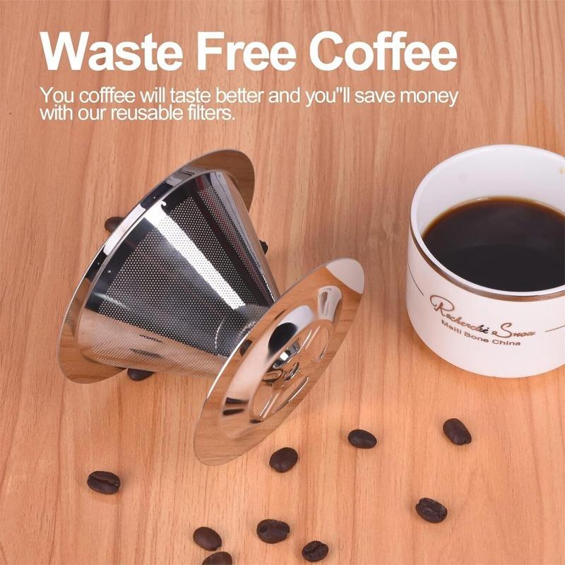 Сетчатый фильтр для кофе из нержавеющей стали, безбумажный налив через конусную капельницу многоразового использования
