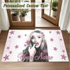 Crystal Velvet Square Rug Custom NameSabrina Carpenter Pattern Non Slip Home Floor Decor Rug