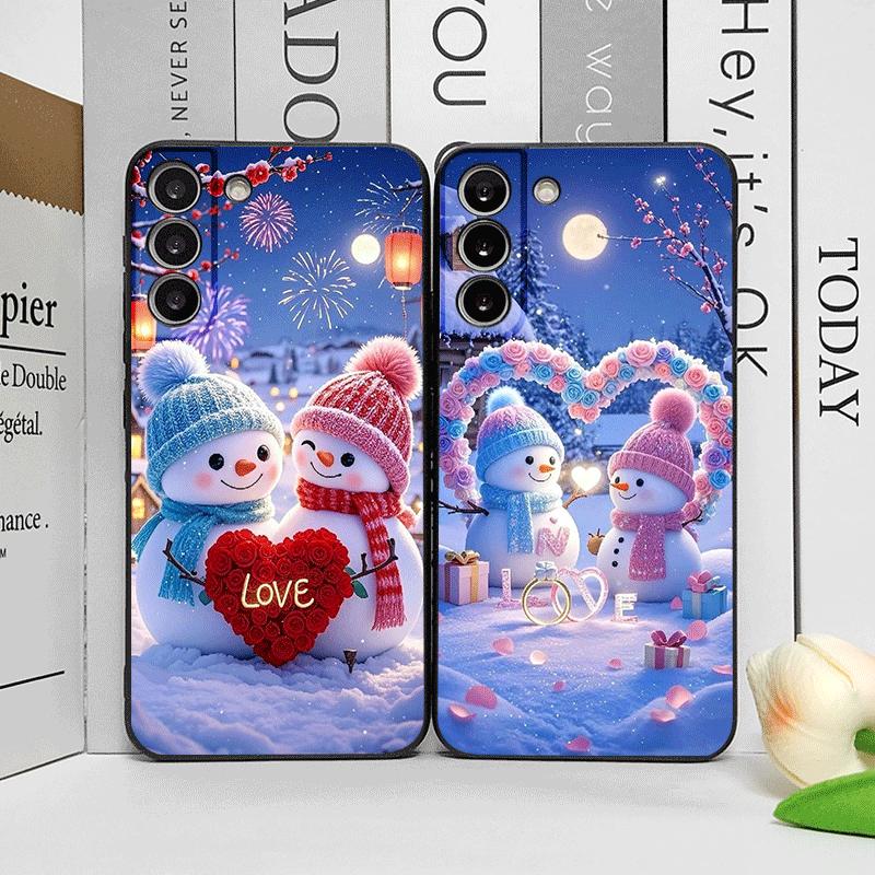 Рождественский Зимний Милый Снеговик Пара Чехол для Телефона для OPPO Reno 13 12 F 11 10 Pro Plus Find X5 X3 Lite X8 X7 A98 A59 5G Мягкий Чехол