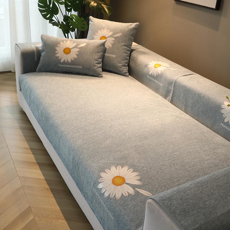 Полотенце для дивана в скандинавском стиле Four Seasons Chrysanthemum Printing, подушка для дивана, нескользящая кожаная ткань для дивана и моря для гостиной