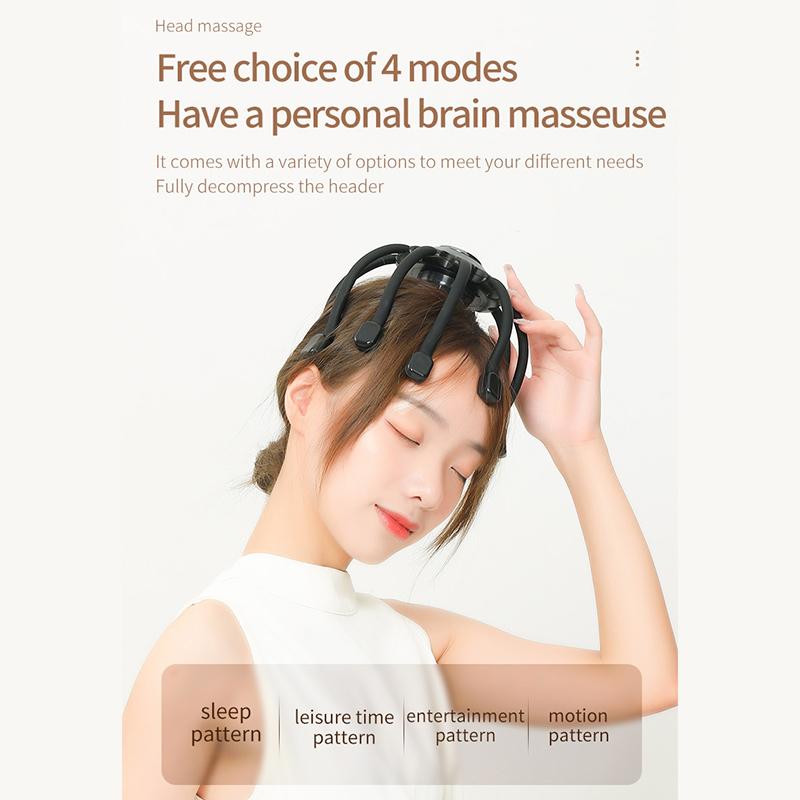 Электрический массажер для головы, скребок для головы, Bluetooth, музыкальная вибрация, массаж головы осьминога для расслабления и снятия стресса, лучший сон