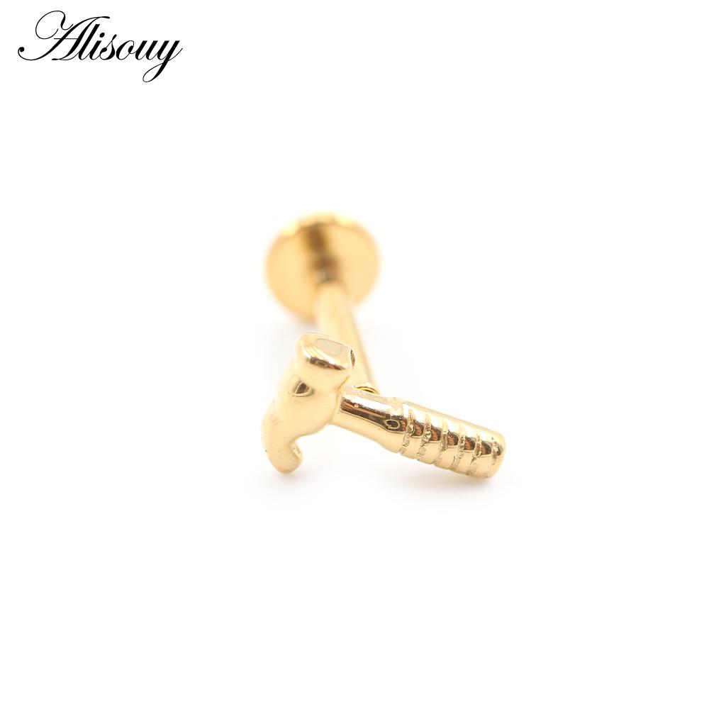 1 шт. титановая морская звезда, змея, ножницы, молоток, луна, циркон, лабрет, кольцо-гвоздик для губ, серьги для хряща уха, украшения для пирсинга тела