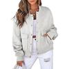 Women's Casual Neck Long Sleeve Jacket Casual Pocket Coat