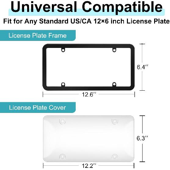 License Plate Frame Cover, Clear License Plate Protector 2 Pack, ABS Car Rear Front Plate Frames With Screws Caps, Rustproof, Unbreakable, Easy Tall