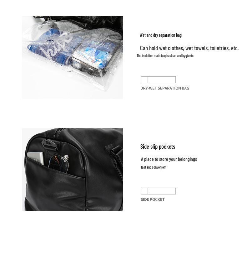 Мужская водонепроницаемая кожаная сумка для фитнеса: Дорожная сумка и сумка-мессенджер через плечо с функцией сухого/влажного разделения