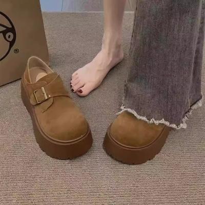 Женские весенние новые модные универсальные ретро маленькие одинарные туфли на толстой подошве с увеличением высоты