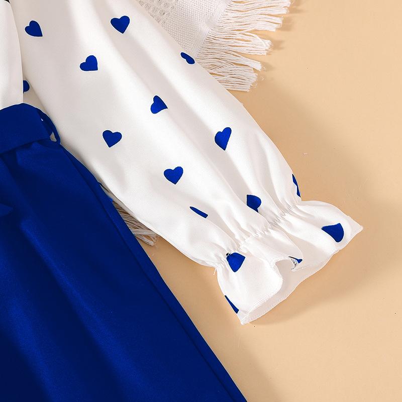 Одежда для девочек Весна Лето Осень Детская одежда Новинка 7-12 лет Детский комплект с принтом Love с длинным рукавом и брюками