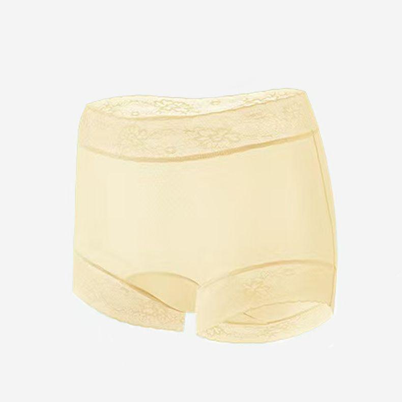 Hidden Valley Camellia: Ultra-thin Ice Silk Panties, Plus Size Breathable Mid-Waist Lace Boxers