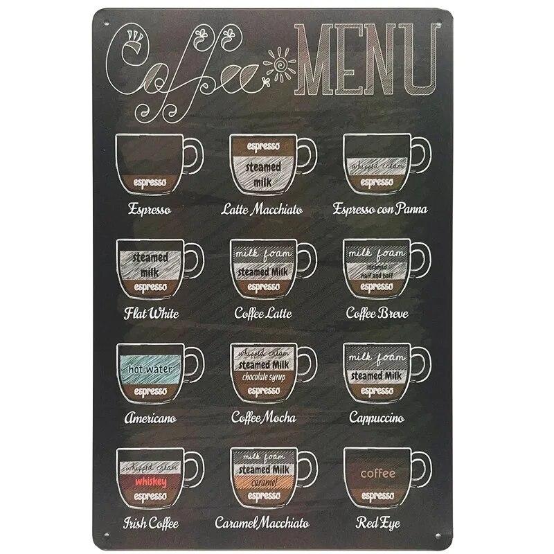 Vintage Metal Tin Signs Wall Decor Plaque Retro CafeArt Posters Kitchen Bar Pub Club Coffee Shop Plate Room Decoration