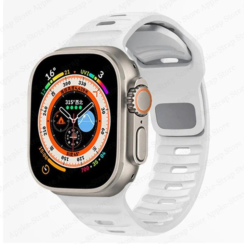 Silicone Strap for Apple Watch Band Ultra 2 49mm Correa Bracelet for Iwatch 9 8 7 6 5 SE 4 3 2 1 44mm 40mm 41mm 45mm 38mm 42mm Watchband