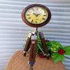 Stand Clock Vintage Wooden Tripod Clock Home Decor Analog Grandfather Clock