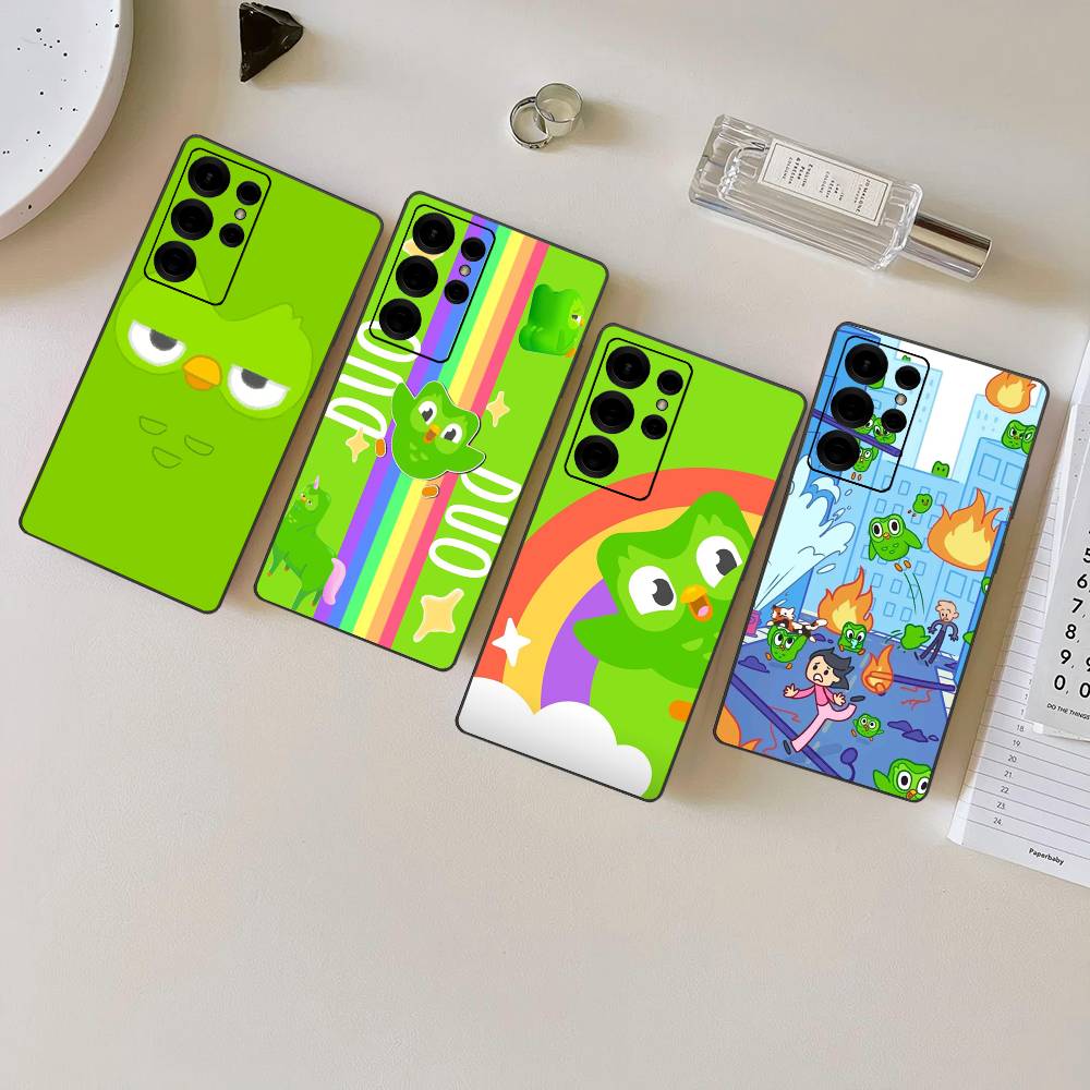 Популярный чехол для телефона с зеленой совой D-Duolingo для Samsung S 24 Fe 25 Ultra Plus 20 Lite 21 30 22 23 24 22 Ultra 5G Fundas