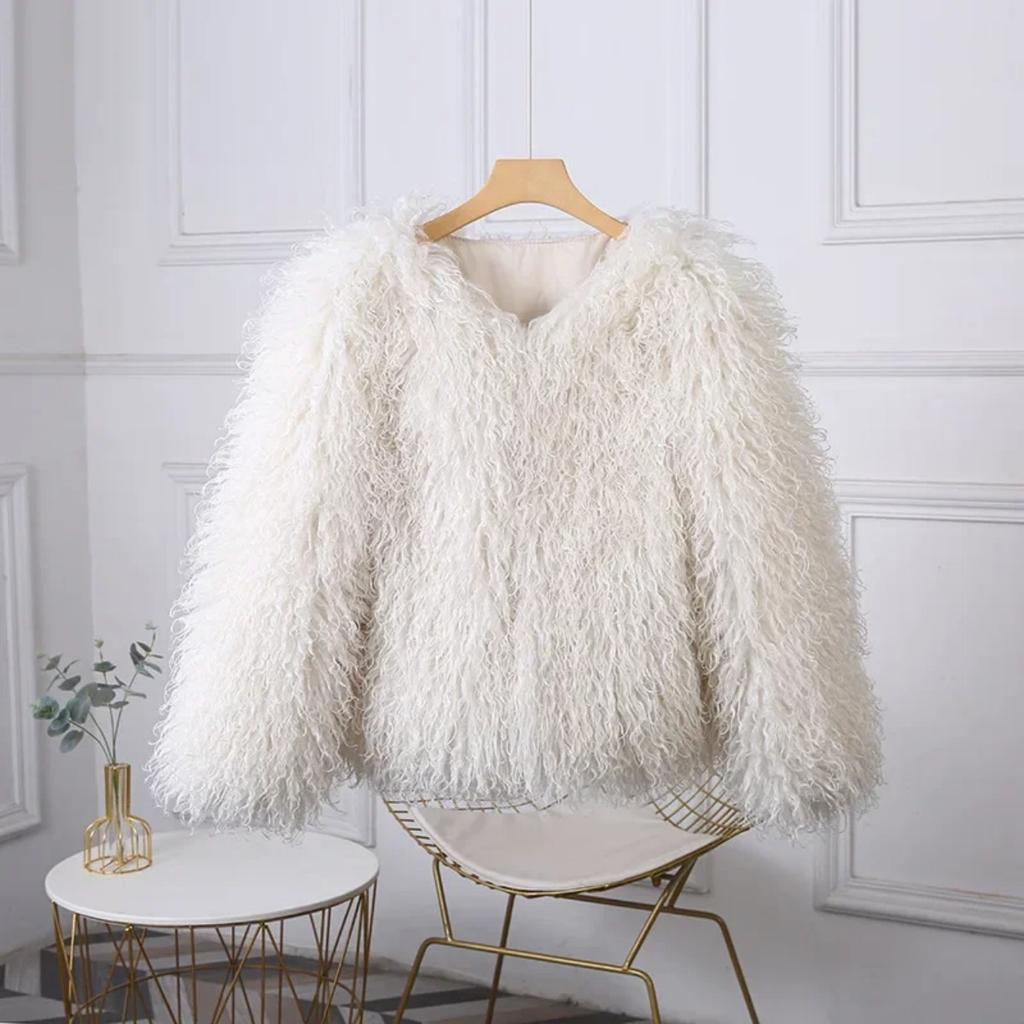 Fashion Luxury Cropped Faux Fur Coat Women's Winter Ins Hot Fluffy Short Faux Fur Jacket Street Style Warm Outwear