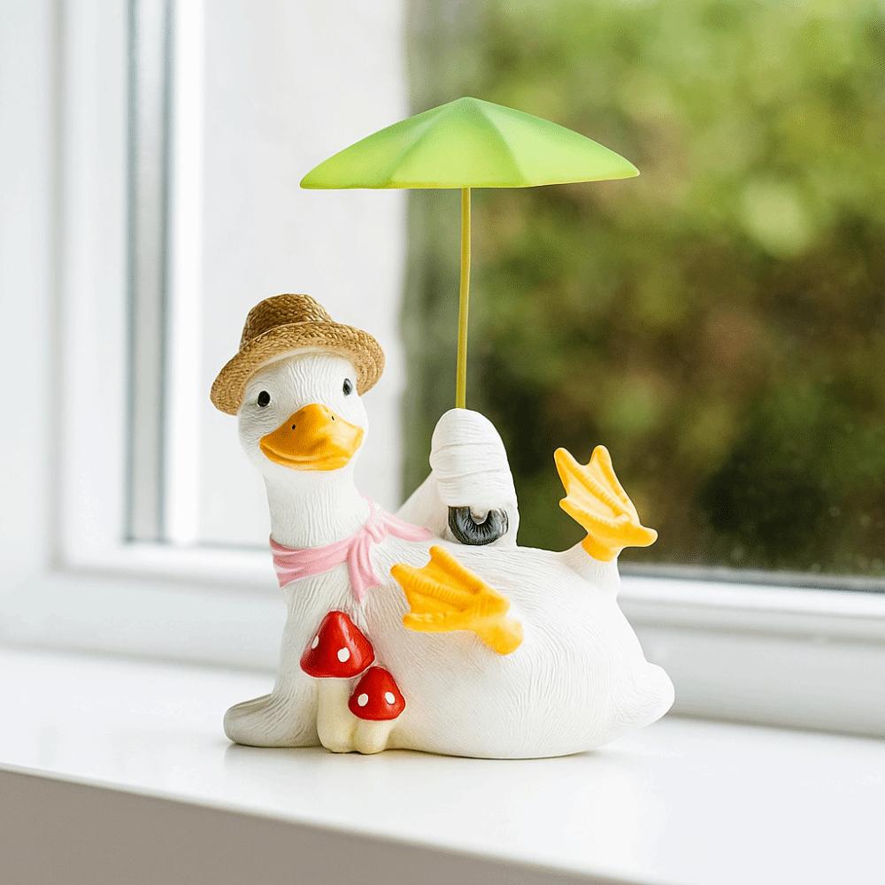 Simulated Duck Umbrella Ornament Handicraft Cartoon Resin Animal Sculpture  Balcony Garden Supplies