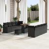 11-Piece Garden Sofa Set with Cushions Poly Rattan Black Acacia, 2-Seater Garden Sofa with Storage & 3364059