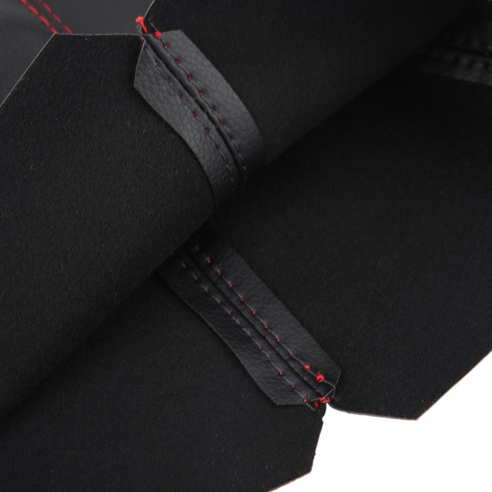  Ярко-черный чехол на ручку переключения передач из искусственной кожи, чехол для багажника с красной строчкой