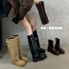 Retro Thick-soled Thick-heeled Two-wearing Boots for Women's 2025 Autumn and Winter New Sleeve But Knee-fried Street Knight Boots