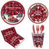 Новый год Рождество Тема Лось Праздничная посуда Одноразовая посуда Бумажные тарелки Бумажные стаканы Бумажные салфетки Флаг Рождественская скатерть