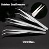 Set Silver Tone Straight Elbow Stainless Steel Tweezers Eyebrow Clip Pliers Tool Phone Repair Tools