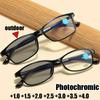 Photochromic Business Reading Glasses Full Frame Anti-blue Light Presbyopia Eyewear Outdoor High Definition Far Sight Glasses