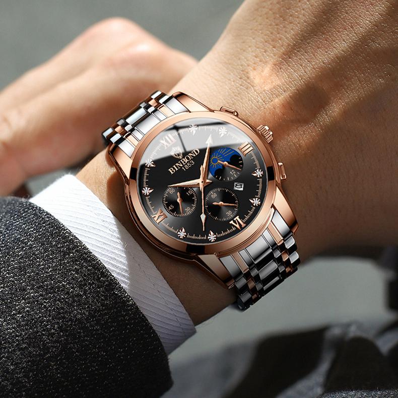 Мужские водонепроницаемые светящиеся календари с подарочной коробкой, модные кожаные спортивные кварцевые часы