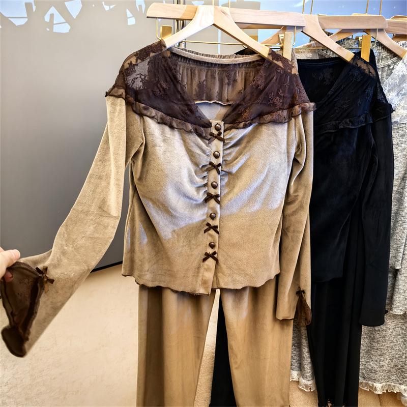 Женская модная осенне-зимняя пижама с нагрудными вкладышами - Уютная, элегантная и стильная флисовая домашняя одежда