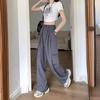 Брюки для спецодежды, летние женские повседневные брюки больших размеров, прямые драпированные свободные широкие брюки
