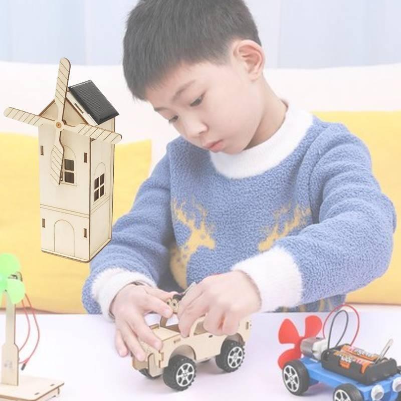 Деревянный дом-ветряк на солнечных батареях, набор для сборки DIY, для детей 7-14 лет, настраиваемая развивающая игрушка