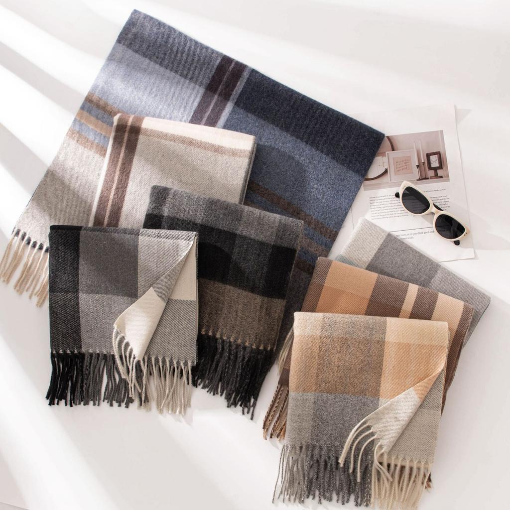 Stylish Design Plaid Scarf Women Men Winter Autumn Imitation Cashmere Wide Long Shawl Design Warm Soft Muffler Female Male