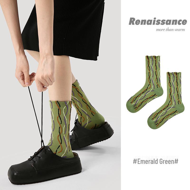 Женские носки Renaissance с вертикальными полосками и кружевом — тренд лета/осени