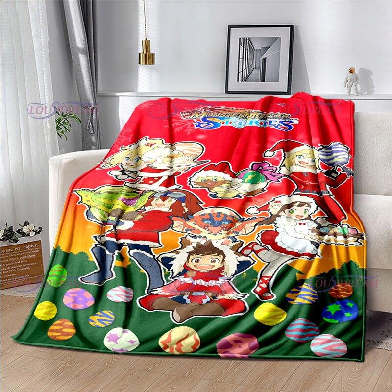 Monster Hunter Stories Soft Flannel Blanket Cartoon Blanket for All Seasons Warm Cozy Fluffy Blanket for Sofa Bed Living Room