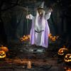 Украшение на Хэллоуин Ведьма Уличная Большая Летающая Ведьма со Страшными Звуками и Огнями Жуткая Плавающая Ведьма с Метлой для Садового Двора Газона