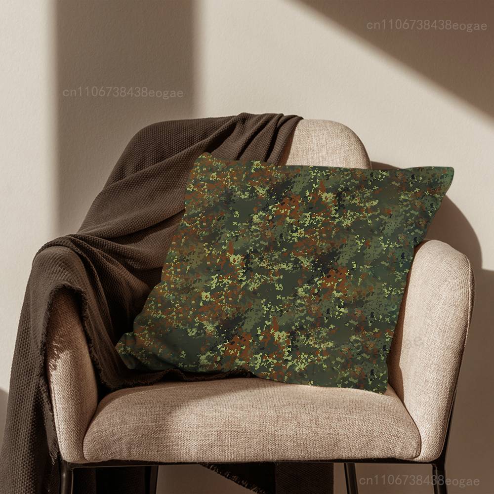 Чехол на декоративную подушку с рисунком Flecktarn Camo Для 45x45см,55x55см,30x30см Для украшения дома, спальни и как защита