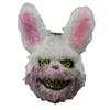 Scary Rabbit Mask Plush and Plastic Cosplay Rabbit Head Costume for Halloween Carnival Pink and