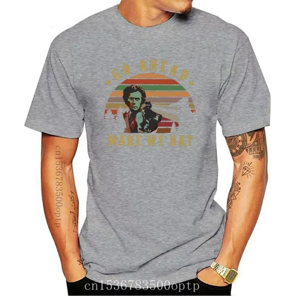 Новая винтажная футболка Clint Eastwood Go Ahead Make My Day, черная-синяя, для мужчин и женщин, футболка высшего качества