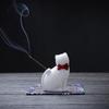 Cute Cat Ceramic Aroma Diffuser Incense Burner Holder Creative Desk Pen Holder Tea Pet Home Decor Office Gift for Living Room