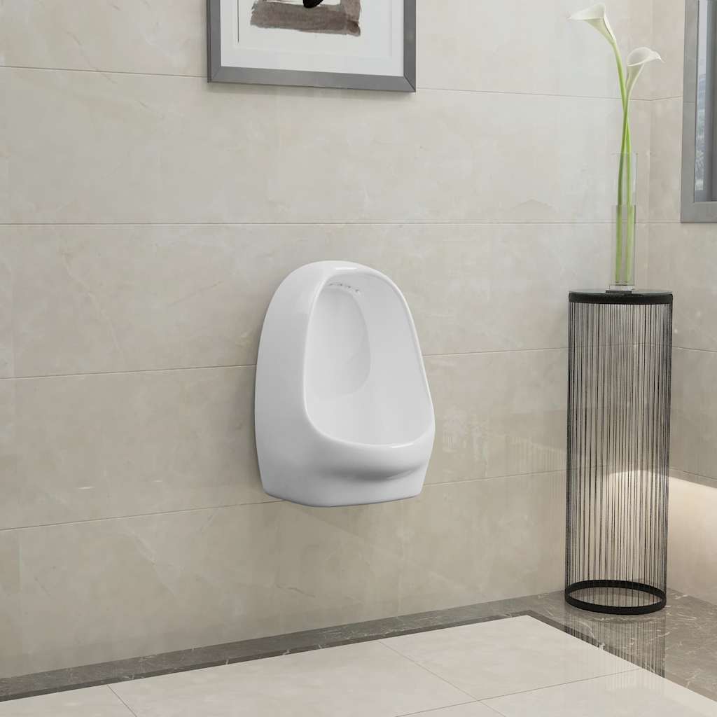 vidaXL Wandurinal mit Spülventil Keramik Weiß