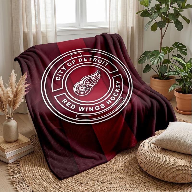 Detroit Red Wings Flannel Fleece Blanket Cozy Warm Throw Blanket For Couch Bed Travel All Season Use