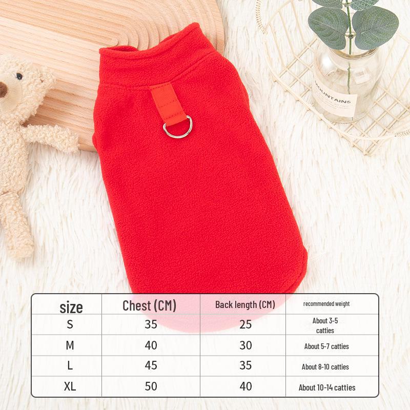 Thick Polar Fleece Dog Sweatshirt with Leash Attachment - Universal Pet Clothing for Autumn and Winter