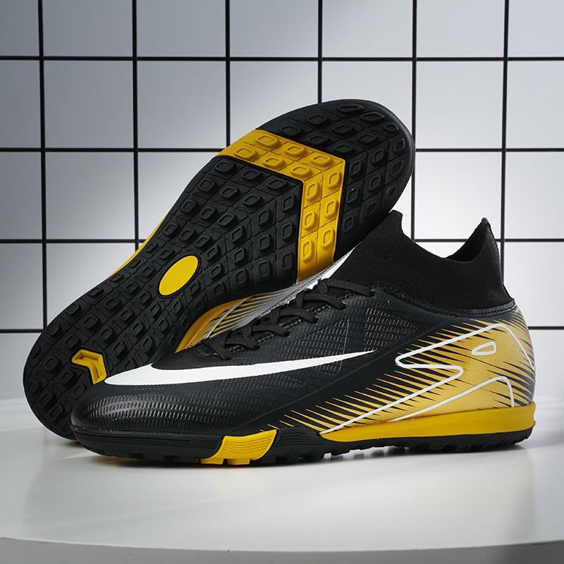 High-Cut Football Cleats Men Women Flyknit Upper Rubber Sole Suitable Turf Indoor Outdoor Fields