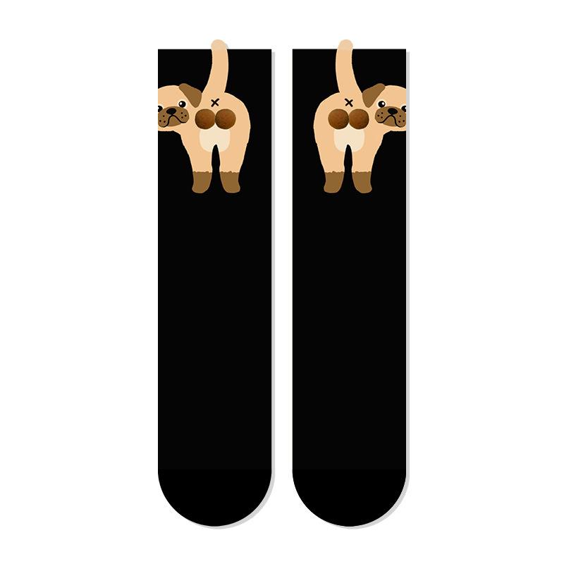 Unisex Funny Cartoon Dogs Egg Socks Warm Soft Japanese Korean Cute Happy Puppy Husky Starling Dalmatian Teddy Cotton Socks