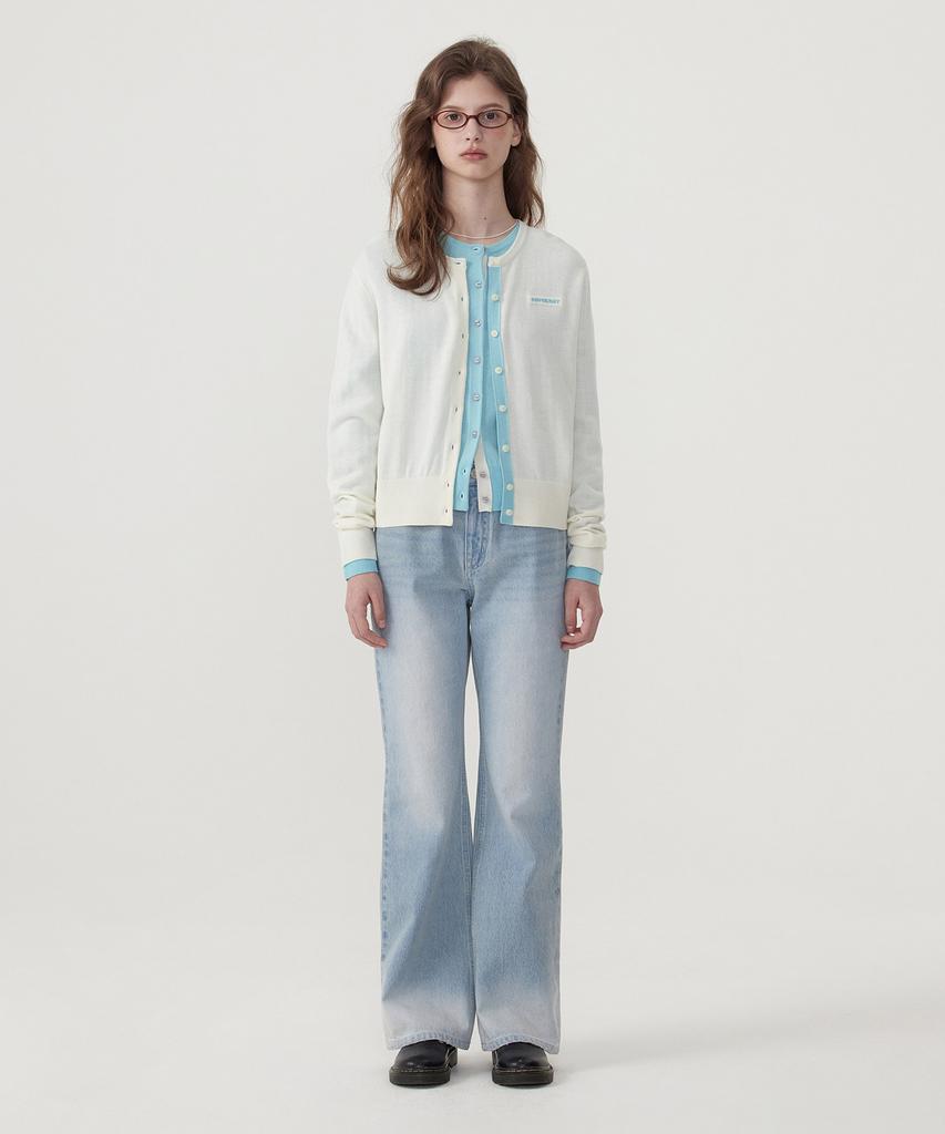 Кардиган Covernat Woman Basic с логотипом Cooper, цвет слоновой кости