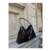 Black Leather Casual Shoulder Bag, Large Capacity Bag, University Bag