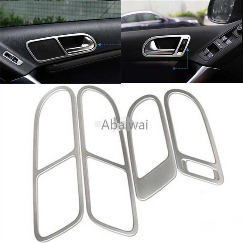 Car Styling ABS Chrome Interior INNER Door Handle Bowl Frame Cover Trim For Volkswagen VW Tiguan 2010 2011 2012 2013 2014 2015